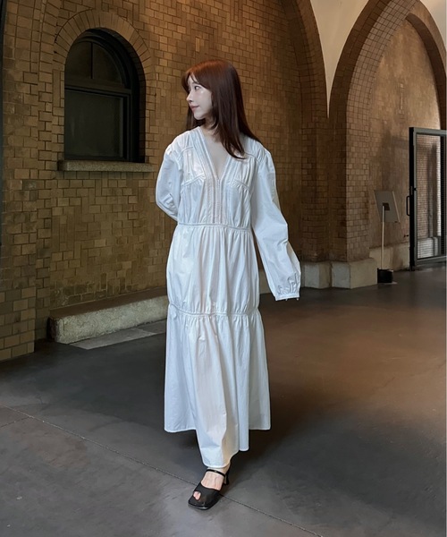 I_am（アイアム）の「v neck lace tiered dress / ブイネックレースティアードドレス（ワンピース・レディース・ブラック/ホワイト・FREE）」の3枚目の写真