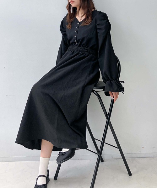 AS KNOW AS plus（アズノゥアズプラス）の「♪パワショルキラ釦ワンピース（ワンピース・レディース・グレー系/アイボリー系/ブラック系・FREE）」の7枚目の写真