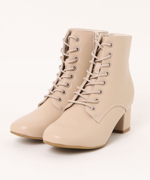 Catherine Cottage（キャサリンコテージ）の「レースアップヒールブーツ（5cmヒール）（ブーツ・キッズ・ブラック/ベージュ・25/24/23）」の2枚目の写真