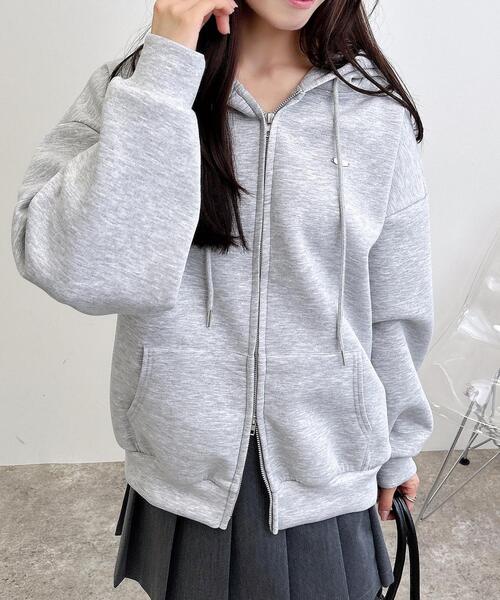 INGNI（イング）の「プレート付ダブルジップダンボールパーカー（パーカー・レディース・オフホワイト/グレー/ブラック/モカ・M）」の3枚目の写真