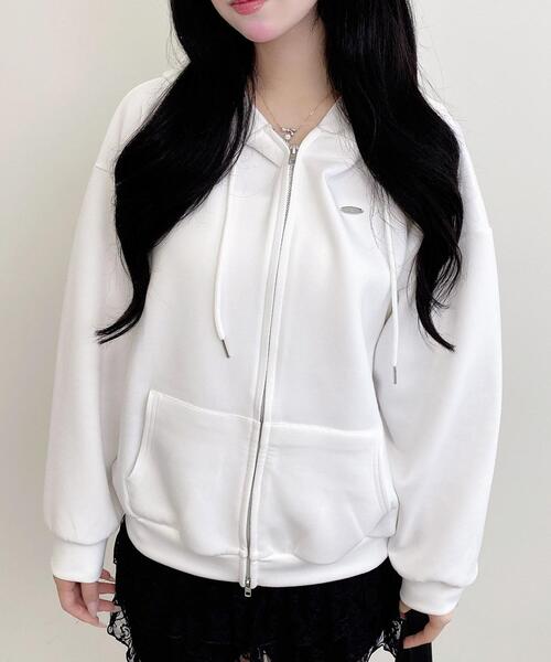 INGNI（イング）の「プレート付ダブルジップダンボールパーカー（パーカー・レディース・オフホワイト/グレー/ブラック/モカ・M）」の22枚目の写真