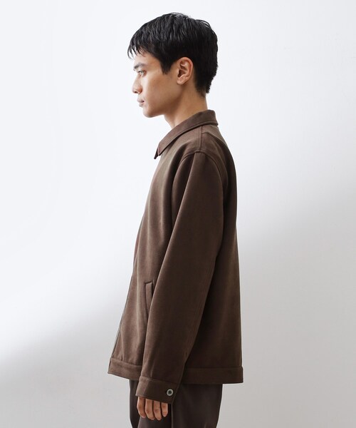 【完売品　人気】issuethings☆ブルゾン☆Free☆ダークブラウン セール】フェイクスエードジップブルゾン【手洗いOK】（ブルゾン