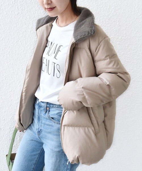 ⭐︎ぽむ⭐︎フード付きダウンジャケット S ベージュ ⭐︎ぽむ⭐︎フード付きダウンジャケット S ベージュ ストレッチマット