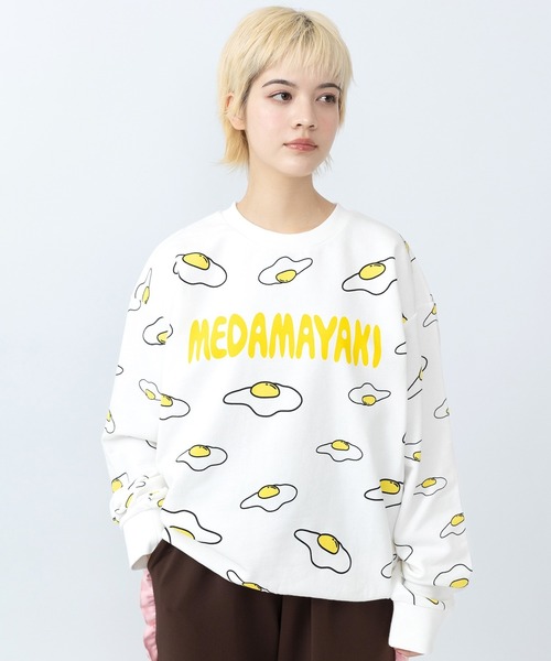 PUNYUS(プニュズ)の「【新サイズ】目玉焼き総柄スウェット(スウェット・レディース・ホワイト/ブラック・3/4/5/2/1)」の1枚目の写真