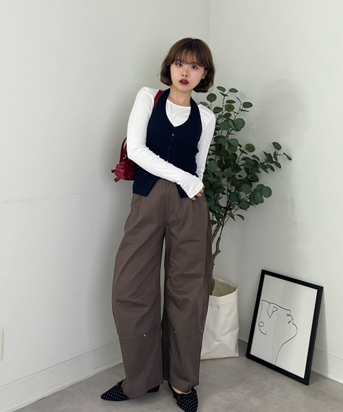 ZOZOMARKET（ゾゾマーケット）の「ZOZOMARKET by tomoka - ペインターミリタリーカーブパンツ（チノパンツ・レディース・ブラウン・マルチサイズ）」の7枚目の写真