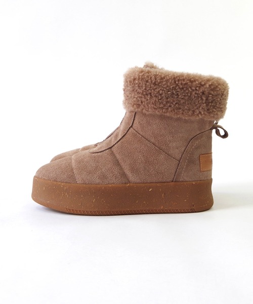 Minnetonka(ミネトンカ)の「MINNETONKA ミネトンカ / 25M04 厚底フロントジップボアブーツ(ブーツ・レディース・ブラック/アッシュグレー/ブラウン・6/7/8/9)」の6枚目の写真