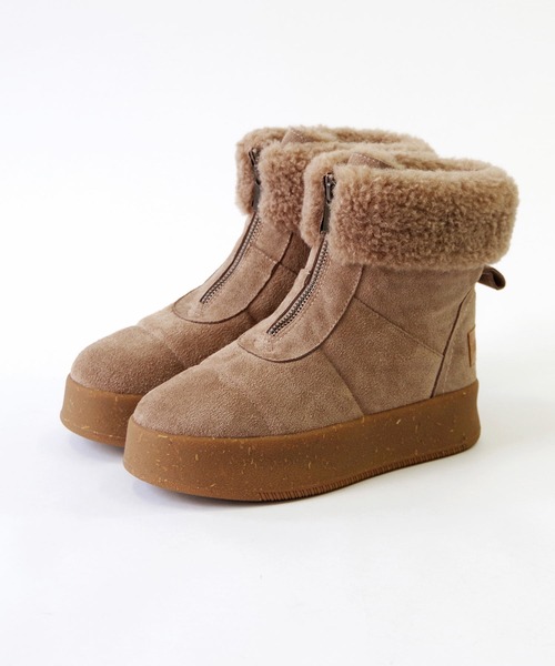 Minnetonka(ミネトンカ)の「MINNETONKA ミネトンカ / 25M04 厚底フロントジップボアブーツ(ブーツ・レディース・ブラック/アッシュグレー/ブラウン・6/7/8/9)」の14枚目の写真
