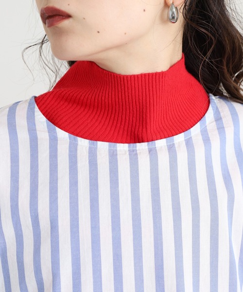 OMNES(オムネス)の「製品洗い コットンブロード裾ラウンドレイヤードブラウス ストライプ(シャツ/ブラウス・レディース・グレー系その他/ブルー系その他・FREE)」の14枚目の写真