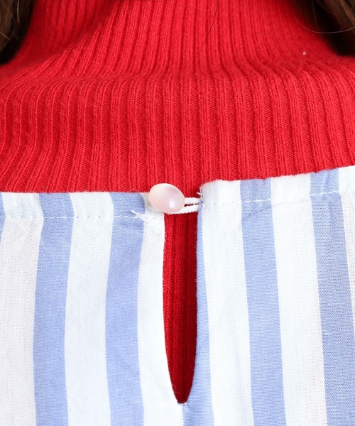 OMNES(オムネス)の「製品洗い コットンブロード裾ラウンドレイヤードブラウス ストライプ(シャツ/ブラウス・レディース・グレー系その他/ブルー系その他・FREE)」の15枚目の写真