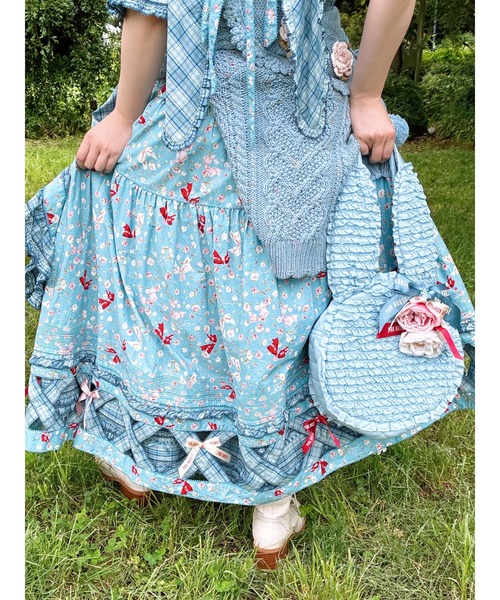 ピンクハウス　アリス柄スカート　赤 ピンクハウス アリス柄スカート 赤