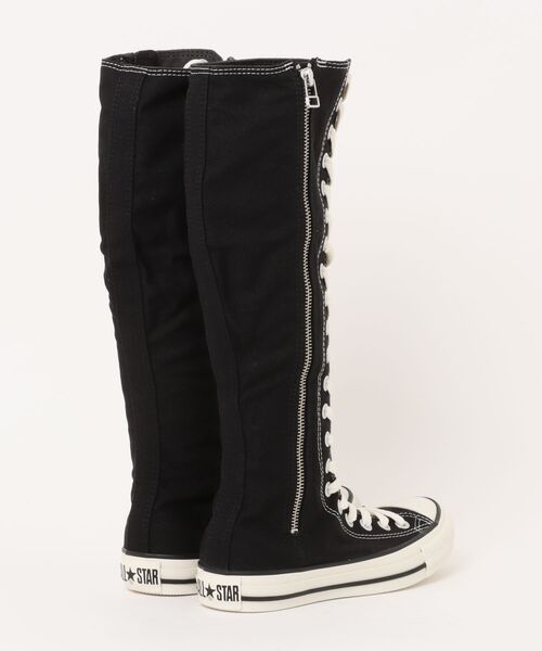 コンバース ロングブーツ 黒 キャンバス 20ホール ファスナー付 オシャレ コンバース ロングブーツ 黒 キャンバス 20ホール ファスナー付
