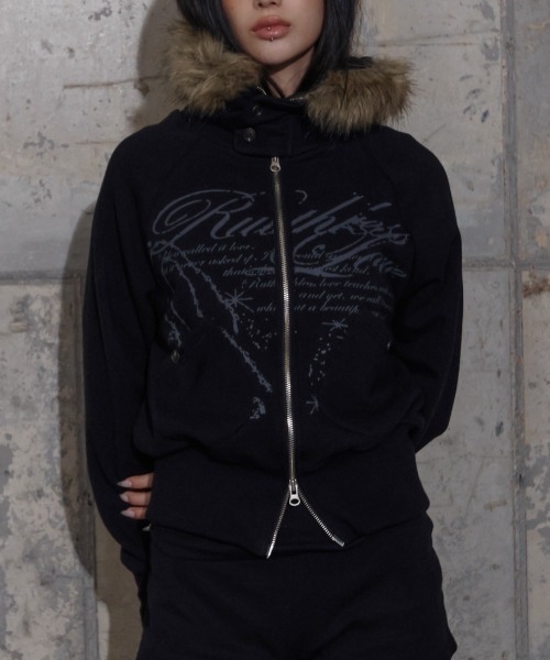 トップス FANCY CLUB/ RUTHLESS FUR HOODED ZIP-UP セール】【FANCY CLUB】RUTHLESS FUR HOODED ZIP-UP / 【ファンシー