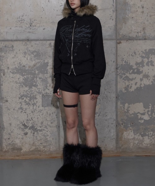 トップス FANCY CLUB/ RUTHLESS FUR HOODED ZIP-UP セール】【FANCY CLUB】RUTHLESS FUR HOODED ZIP-UP / 【ファンシー