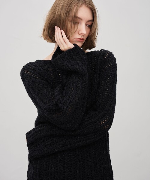 uncrave(アンクレイヴ)の「フィラメントモヘアニット プルオーバー(ニット/セーター・レディース・ブラック系/ベージュ系/ホワイト系・F)」の3枚目の写真