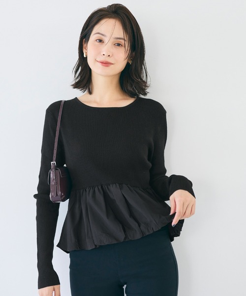 coca(coca)(コカ)の「裾バルーンドッキングニットトップス(ニット/セーター・レディース・ブラック/その他1・L/M/S)」の4枚目の写真