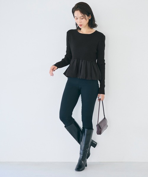 coca(coca)(コカ)の「裾バルーンドッキングニットトップス(ニット/セーター・レディース・ブラック/その他1・L/M/S)」の5枚目の写真