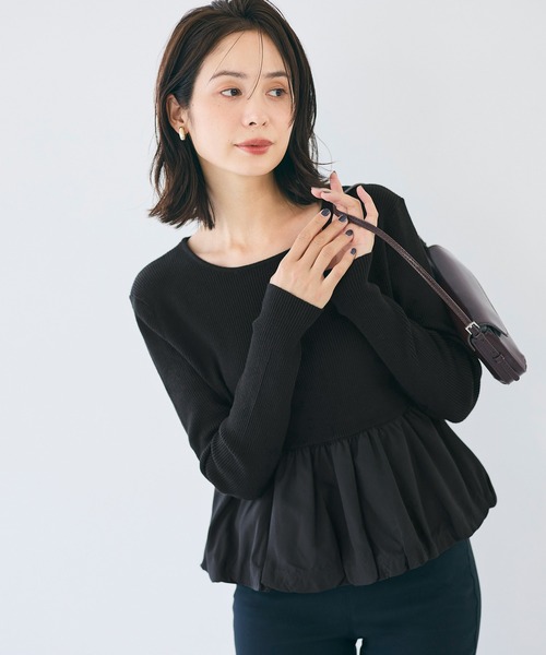 coca(coca)(コカ)の「裾バルーンドッキングニットトップス(ニット/セーター・レディース・ブラック/その他1・L/M/S)」の9枚目の写真