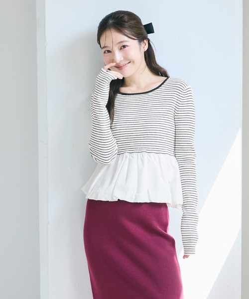coca(coca)(コカ)の「裾バルーンドッキングニットトップス(ニット/セーター・レディース・ブラック/その他1・L/M/S)」の13枚目の写真