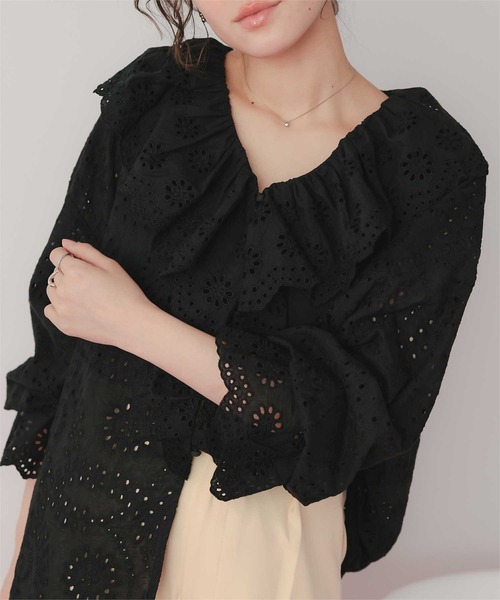 titivate(ティティベイト)の「フリルカラーレースブラウス(シャツ/ブラウス・レディース・オフホワイト/ブラック・L/M)」の20枚目の写真