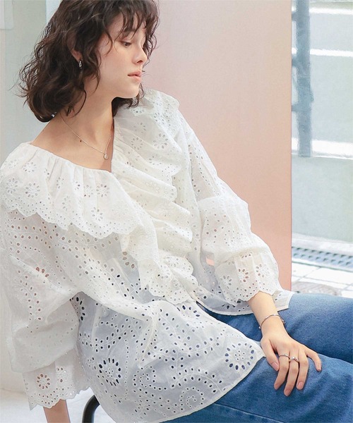 titivate(ティティベイト)の「フリルカラーレースブラウス(シャツ/ブラウス・レディース・オフホワイト/ブラック・L/M)」の7枚目の写真