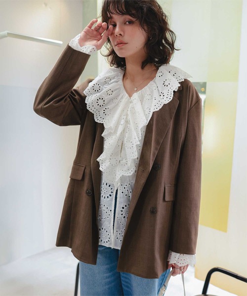 titivate(ティティベイト)の「フリルカラーレースブラウス(シャツ/ブラウス・レディース・オフホワイト/ブラック・L/M)」の12枚目の写真