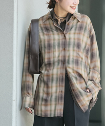 journal standard luxe 長袖シャツ ブラウンチェック journal standard L'essage ブラウス シャツ チェックシャツ