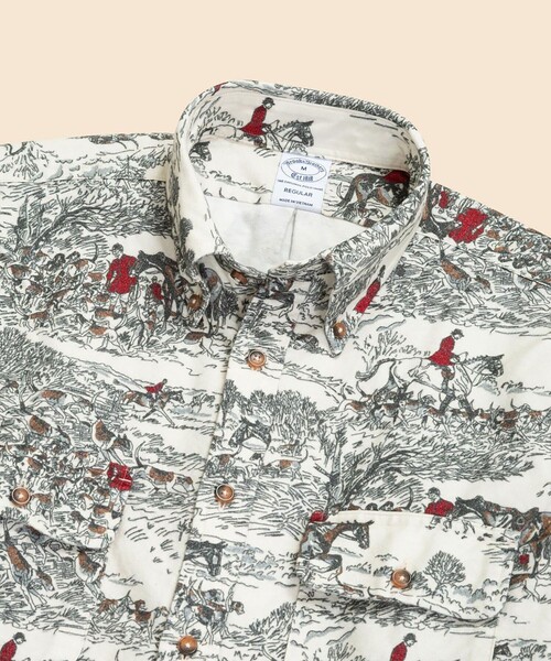 BROOKS BROTHERS（ブルックスブラザーズ）の「コットンフランネル　ポールブラウン　プリント　カジュアルシャツ　Regular Fit（シャツ/ブラウス・メンズ・ホワイト系その他・SMALL/MEDIUM/LARGE）」の2枚目の写真