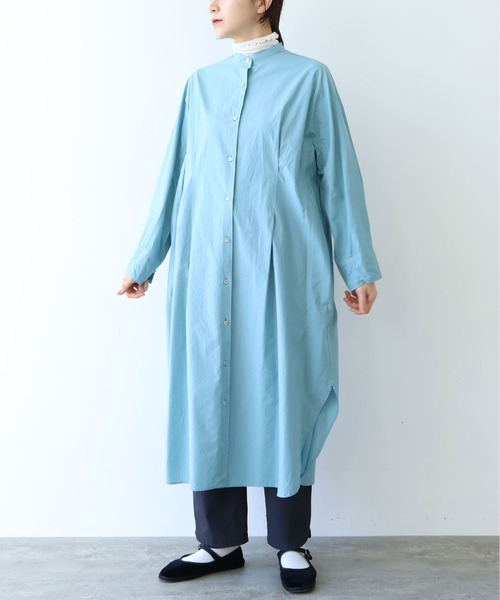 yuni（ユニ　）の「コットンキャッチワッシャー　タック シャツワンピース（シャツワンピース・レディース・パープル/ブラック/ブルー/イエロー/グリーン/ホワイト・FREE）」の4枚目の写真