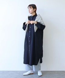 yuni | コットンキャッチワッシャー　タック シャツワンピース(シャツワンピース)