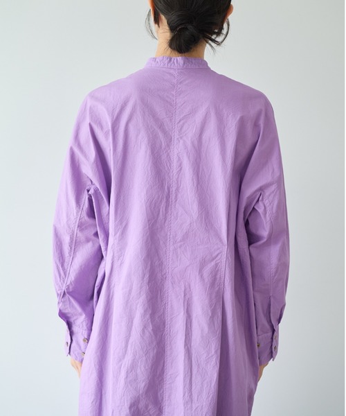 yuni（ユニ　）の「コットンキャッチワッシャー　タック シャツワンピース（シャツワンピース・レディース・パープル/ブラック/ブルー/イエロー/グリーン/ホワイト・FREE）」の15枚目の写真