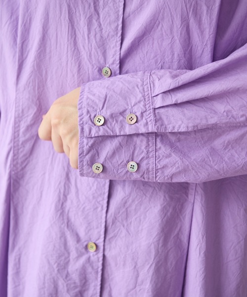 yuni（ユニ　）の「コットンキャッチワッシャー　タック シャツワンピース（シャツワンピース・レディース・パープル/ブラック/ブルー/イエロー/グリーン/ホワイト・FREE）」の17枚目の写真