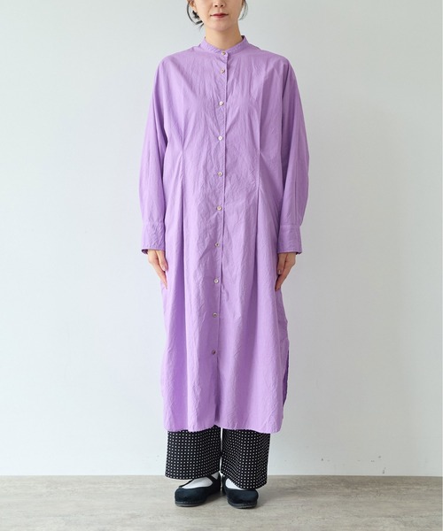 yuni（ユニ　）の「コットンキャッチワッシャー　タック シャツワンピース（シャツワンピース・レディース・パープル/ブラック/ブルー/イエロー/グリーン/ホワイト・FREE）」の10枚目の写真