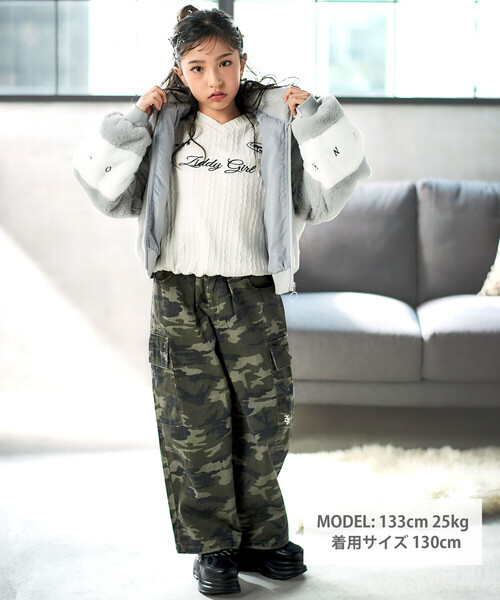 ZIDDY（ジディ）の「【 ニコ☆プチ 掲載 】ショート丈ファーブルゾン(130~160cm)（ブルゾン・キッズ・ブラック/グレー・FREE/150cm/130cm/140cm）」の8枚目の写真