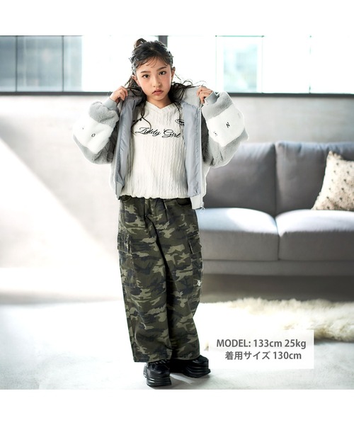 ZIDDY（ジディ）の「【 ニコ☆プチ 掲載 】ショート丈ファーブルゾン(130~160cm)（ブルゾン・キッズ・ブラック/グレー・FREE/150cm/130cm/140cm）」の4枚目の写真