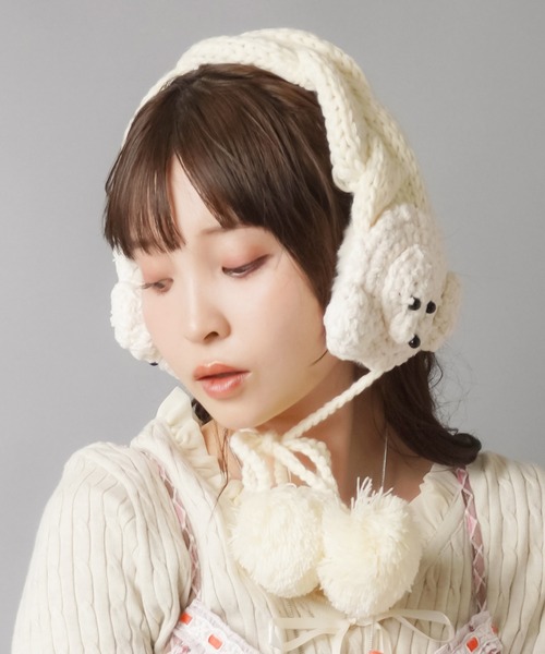 SPINNS(スピンズ)の「2WAYニットイヤーマフ/イヤマフ/耳あて/ネックウォーマー/プードル(イヤーマフ・レディース・ブラウン/アイボリー・ONESIZE)」の17枚目の写真