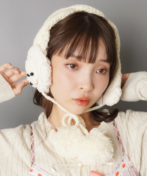 SPINNS(スピンズ)の「2WAYニットイヤーマフ/イヤマフ/耳あて/ネックウォーマー/プードル(イヤーマフ・レディース・ブラウン/アイボリー・ONESIZE)」の19枚目の写真
