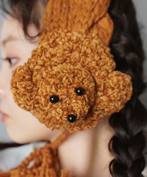 2WAYニットイヤーマフ/イヤマフ/耳あて/ネックウォーマー/プードル