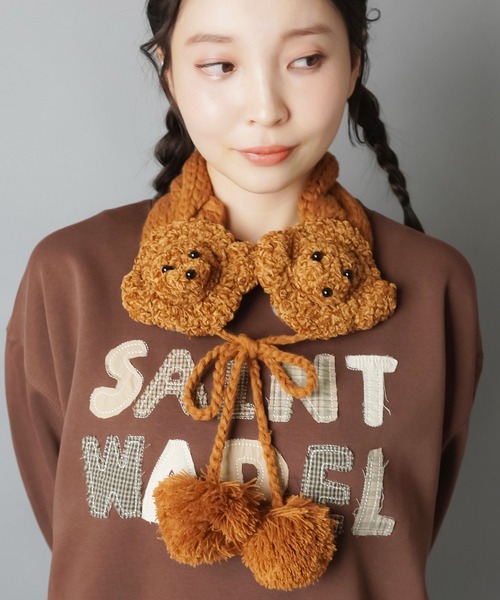 SPINNS(スピンズ)の「2WAYニットイヤーマフ/イヤマフ/耳あて/ネックウォーマー/プードル(イヤーマフ・レディース・ブラウン/アイボリー・ONESIZE)」の8枚目の写真