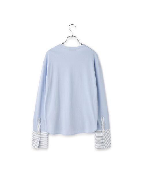 ADAM ET ROPE'（アダムエロペ）の「シャツカフスロングスリーブTシャツ（Tシャツ/カットソー・レディース・ホワイト系その他/サックスブルー・FREE）」の3枚目の写真