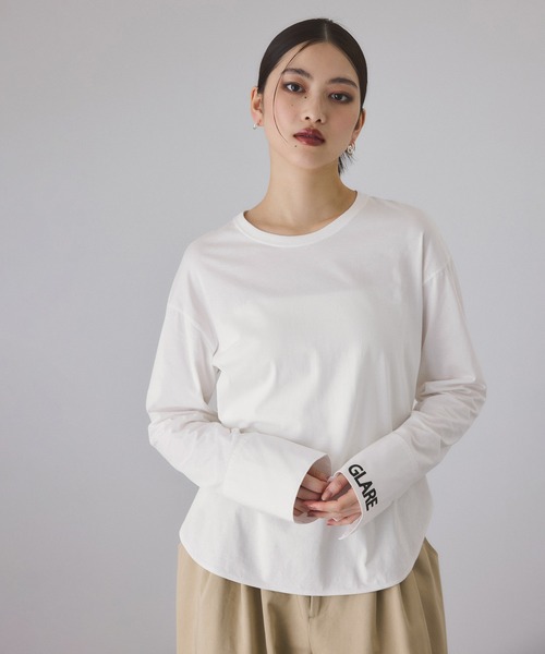 ADAM ET ROPE'（アダムエロペ）の「シャツカフスロングスリーブTシャツ（Tシャツ/カットソー・レディース・ホワイト系その他/サックスブルー・FREE）」の16枚目の写真