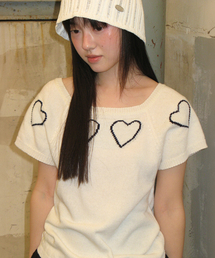 HEART LINE SHORT SLEEVE KNIT IVORY