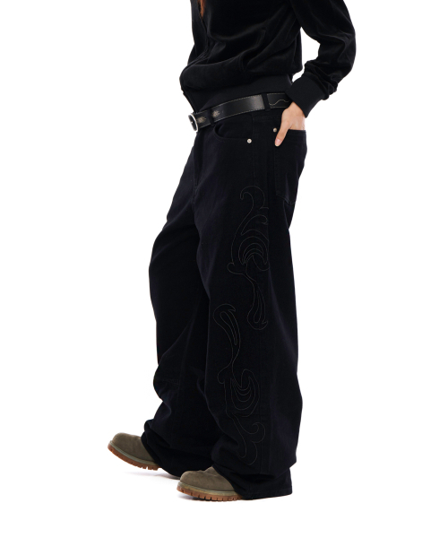 AAKAM（アーカム）の「Needlework Wave Cotton Pants (Black)（その他パンツ・レディース・その他・1/2）」の2枚目の写真