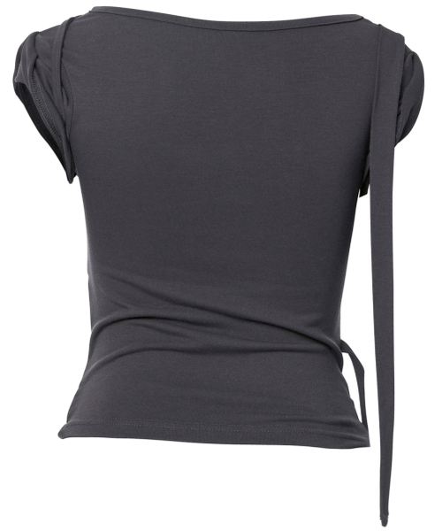 FLAREUP（フレアアップ）の「Asymmetrical Draped Strap Roll-Up T-Shirt (FL-170_Charcoal)（Tシャツ/カットソー・レディース・チャコール・OS）」の14枚目の写真