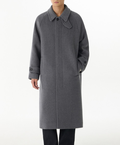 MUSINSA STANDARD（ムシンサスタンダード）の「カシミヤブレンドオーバーサイズミニマルバルマカンコート[ミディアムグレー]（チェスターコート・メンズ・その他・MEDIUM/LARGE/X-LARGE/XX-LARGE）」の3枚目の写真