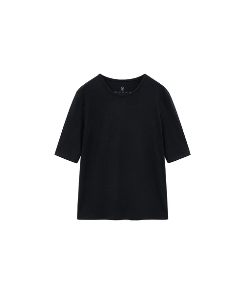 SIYAZU(シヤジュ)の「SITP5228 ウールブレンドソフト5部Tシャツ_ブラック(Tシャツ/カットソー・レディース・ブラック・ONE)」の1枚目の写真