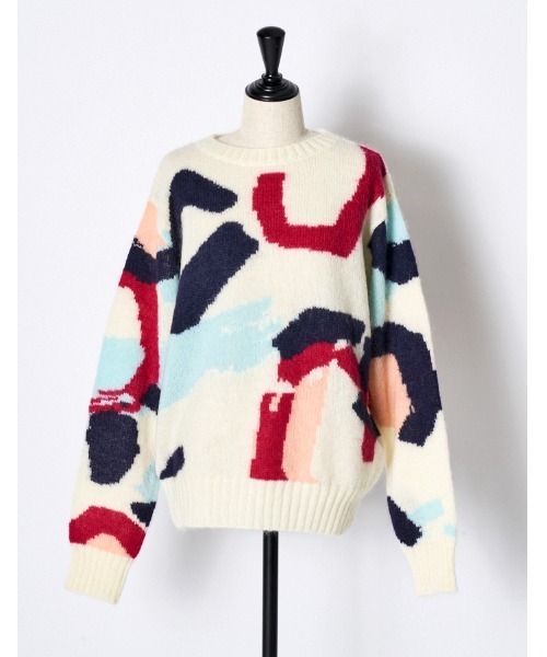 RUMCHE(ラムシェ)の「"POPPIN" Intarsia Knit / POPPINインターシャニット(ニット/セーター・レディース・オフホワイト・FREE)」の7枚目の写真