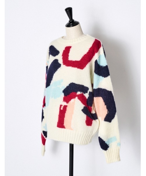 RUMCHE(ラムシェ)の「"POPPIN" Intarsia Knit / POPPINインターシャニット(ニット/セーター・レディース・オフホワイト・FREE)」の6枚目の写真