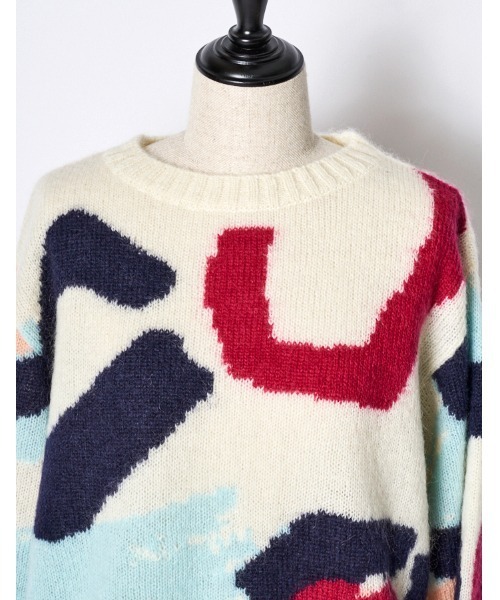 RUMCHE(ラムシェ)の「"POPPIN" Intarsia Knit / POPPINインターシャニット(ニット/セーター・レディース・オフホワイト・FREE)」の4枚目の写真