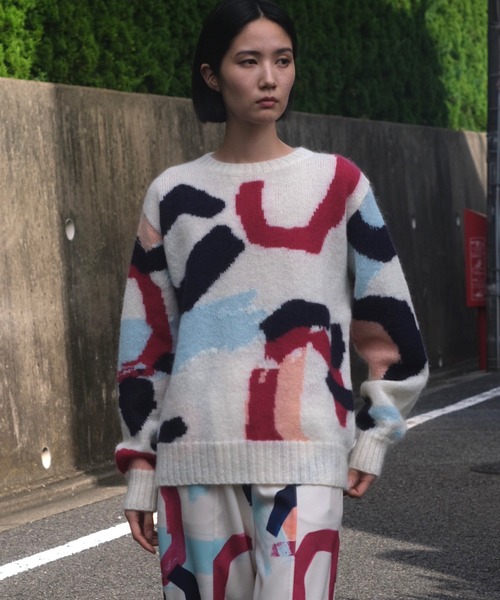 RUMCHE(ラムシェ)の「"POPPIN" Intarsia Knit / POPPINインターシャニット(ニット/セーター・レディース・オフホワイト・FREE)」の8枚目の写真