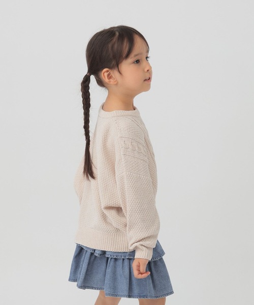 GLOBAL WORK（グローバルワーク）の「洗えるモールケーブルプルオーバー/T/603722（ニット/セーター・キッズ・アイボリー/サックスブルー/ミント/ピンク・100cm/110cm/120cm）」の9枚目の写真